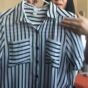 Black and White Striped Blouse Size Small